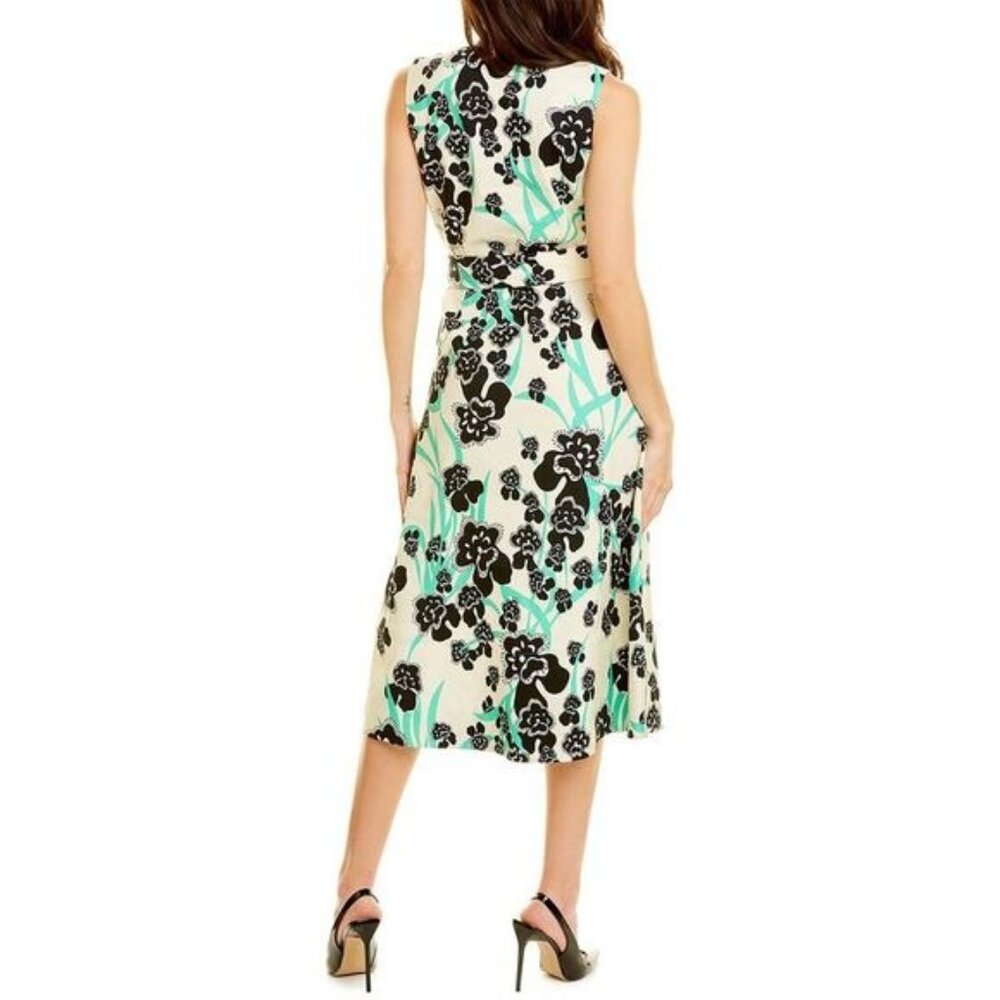 St. John Orchid Fever Print Linen-Blend Shirtdress Size 10 - Picture 2 of 5